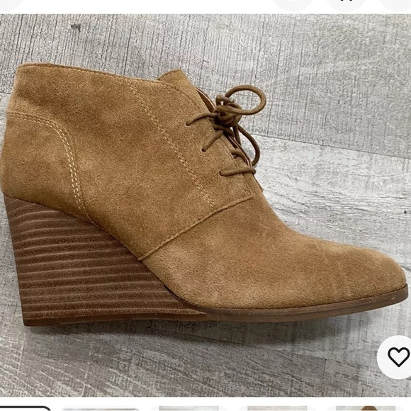 NEW Lucky Brand Women's Bootie 7M Shylow Wedge Beige Suede Lace Up Side Zipper - Picture 14 of 14